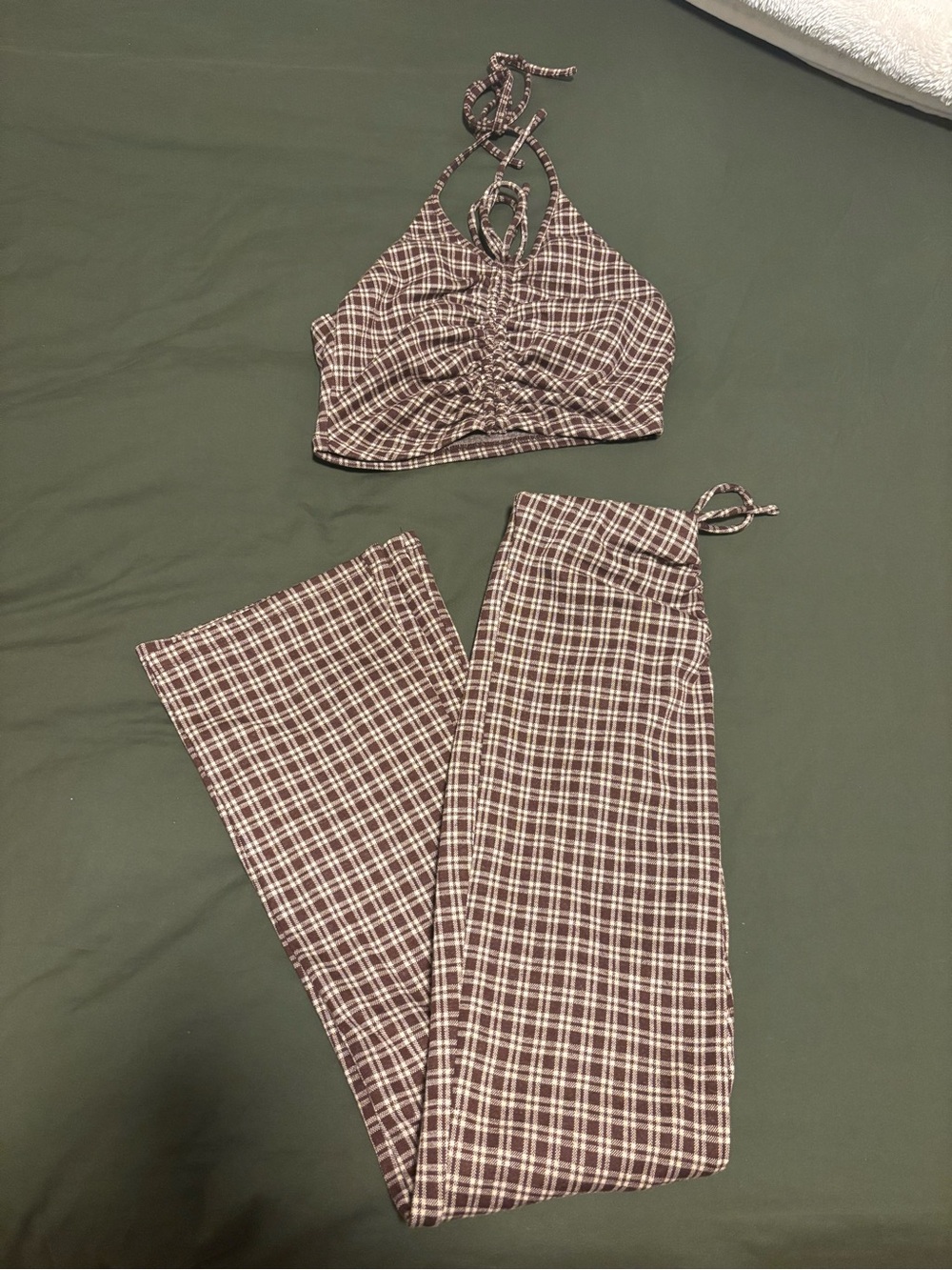 Princess Polly Brown Plaid Flared Pants - Picture 10 of 10